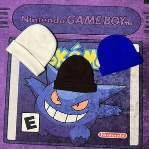 3pk Multi-colored beanie pack Blue, white, brown